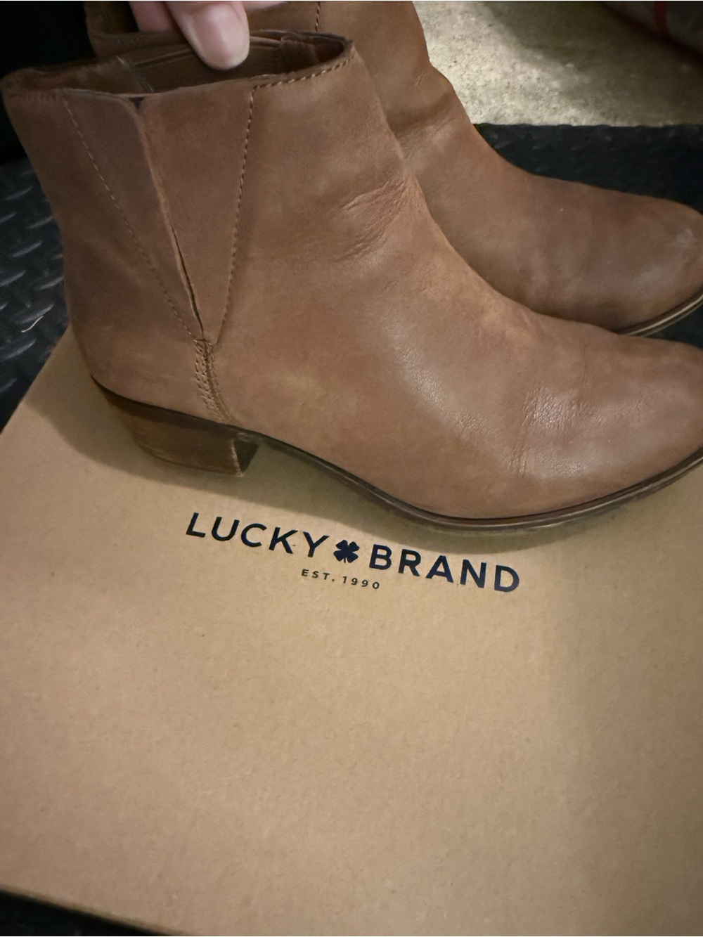 Lucky Brand Tan Leather Ankle Booties with Low Heel